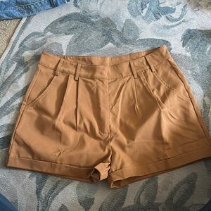 Blue Rain Tan High Waist Tailored Shorts